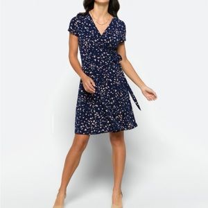 Cap sleeve wrap dress